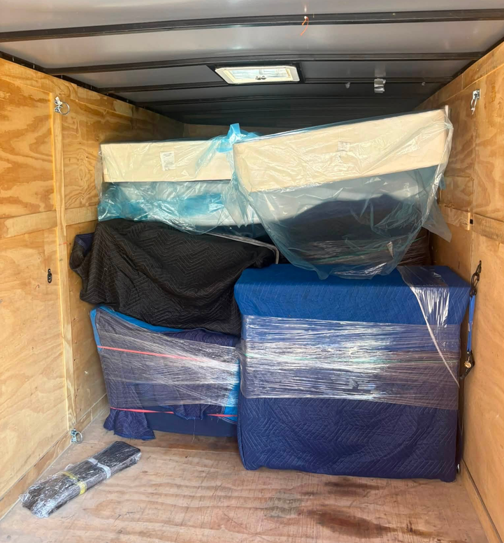 Furniture wrapped and protected for moving